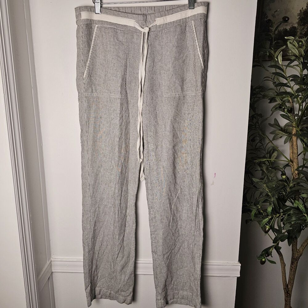 Caslon Linen-Blend Wide-Leg Striped Pants XS (Fits Medium) NWOT Coastal Retreat